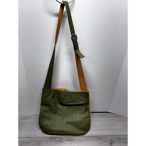 Orvis Genuine Olive Green Leather Crossbody Purse